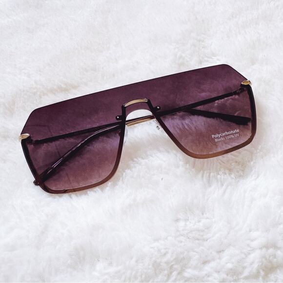 Kalia Clear Black Rimless Sleek Sunglasses - Picture 5 of 11